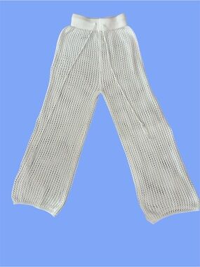 White Knit Swim Coverup Pants for Women